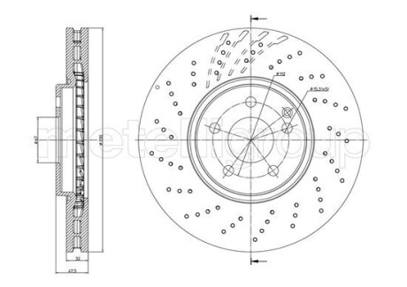 Диск тормозной (передний) MB E-class (W211/S211) 03-09 (330x32) (вентил).) metelli 23-1103FC