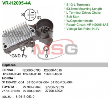 Регулятор напряжения генератора mobiletron vrh20054a
