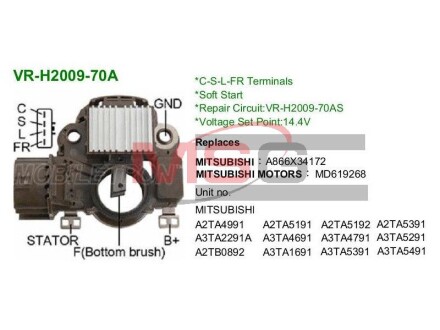 Регулятор генератора mobiletron vr-h2009-70a