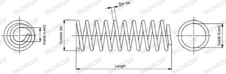 SUZUKI пружина передня L=381mm SX4 06-,Fiat Sedici monroe sp3856