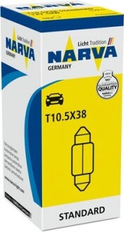 Автолампа T10,5x38 SV8,5 10 W прозора narva 173163000