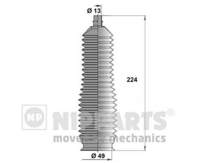 Пильовик рульового механізма nipparts j2840301