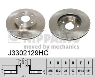 Гальмівний диск nipparts j3302129HC