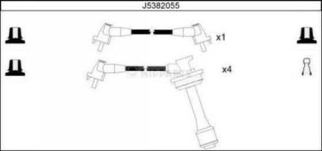 Комплект кабелів високовольтних nipparts j5382055