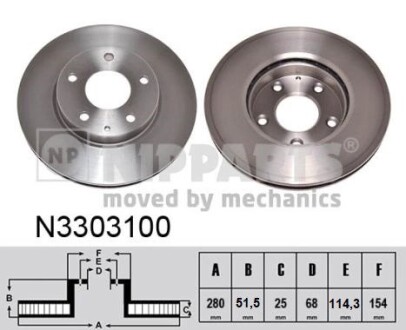 Тормозной диск nipparts n3303100