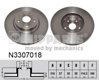 Диск гальмівний nipparts n3307018