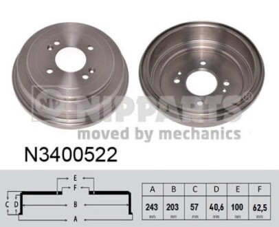 Гальмівний барабан nipparts n3400522