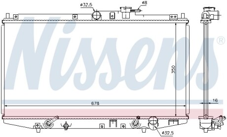 Радіатор охолодження HONDA ACCORD VI (98-) 1.6-2.3i nissens 68117 (фото 1)