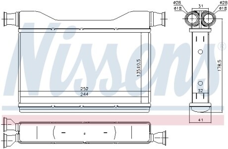 Радіатор опалювача салону nissens 70528