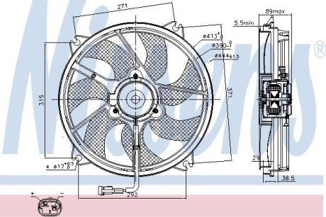 CITROEN Вентилятор радіатора C5 I, C8, Jumpy, Fiat Scudo, Peugeot 807, Expert 1.8/2.0/2.0HDI 01- nissens 85606