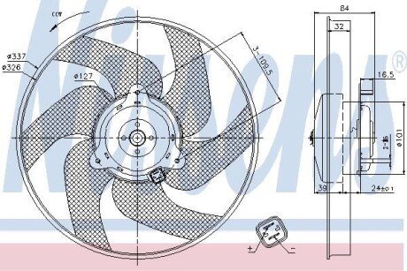 CITROEN Вентилятор радіатора Berlingo, Xsara, Peugeot 306/406, Partner 1.1/2.0HDI 96- nissens 85666