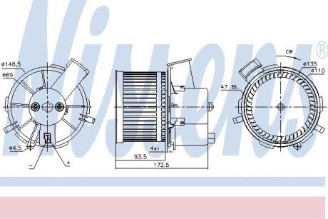 FIAT Вентилятор салону 500, Panda 03-, Ford Ka 08- nissens 87405