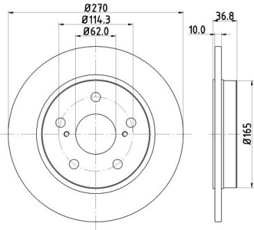 Диск гальмівний задний Toyota Auris, Corolla 1.4, 1.6, 1.8 (12-) nisshinbo nd1007k