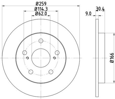 Диск тормозной задний Toyota Auris, Corolla 1.4, 1.6, 1.8 (07-) nisshinbo nd1008k