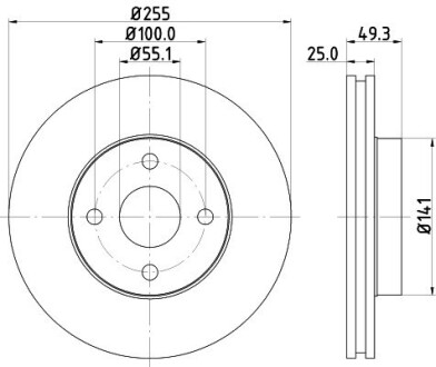 Диск тормозной передний Toyota Corolla 1.4, 1.6, 1.8 (00-06)/ BYD 1.5, 1.6 (05-) nisshinbo nd1017k