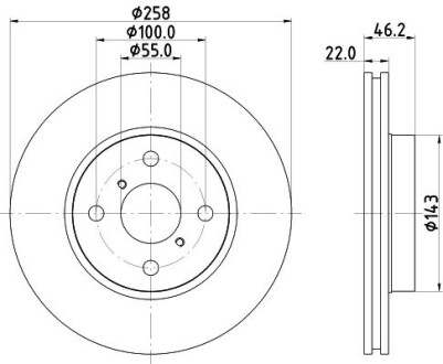 Диск тормозной передний Toyota Yaris 1.3, 1.4 (05-) nisshinbo nd1026k