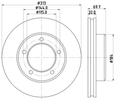 Диск гальмівний передній Lexus LX 470 (98-08)/ Toyota Land Cruiser 100 4.2, 4.5, 4.7 (02-) nisshinbo nd1047