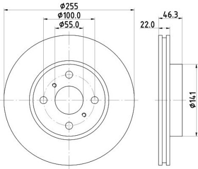 Диск тормозной передний Toyota Prius 1.5 (12-), Yaris 1.0, 1.3, 1.4 (05-) nisshinbo nd1050k