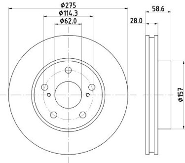 Диск тормозной передний Toyota Hilux III 2.5, 2.7, 3.0, 4.0 (05-) nisshinbo nd1055k