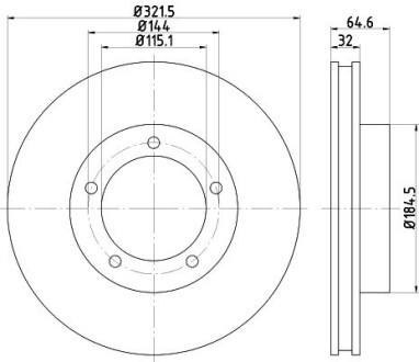 Диск гальмівний передній Toyota Land Cruiser 80 4.2 (92-97) nisshinbo nd1056k