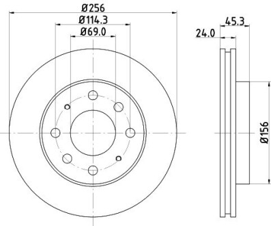 Диск гальмівний передний Mitsubishi Galant V, VI 1.8, 2.0 (96-) nisshinbo nd3011k