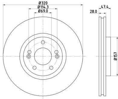 Диск тормозной передний Hyundai i40/Kia Optima 1.6, 1.7, 2.0 (11-) nisshinbo nd6073k (фото 1)