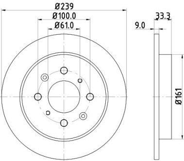 Диск тормозной задний Honda Jazz 1.3, 1.4, 1.5 (08-) nisshinbo nd8033k