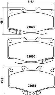 Колодки тормозные дисковые передние Strong Ceramic Toyota LC 80, HiLux VI (97-06) nisshinbo np1003sc