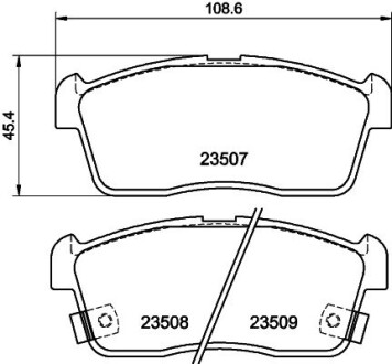 Колодки гальмівні дискові передние Chevrolet Cruze 1.3, 1.5 (00-08) nisshinbo np1023 (фото 1)