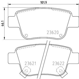 Колодки тормозные дисковые задние Toyota Avensis, Corolla 1.6, 1.8, 2.0 (03-08) nisshinbo np1031