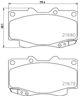 Колодки тормозные дисковые передние Toyota Hilux III, Fortuner 2.5, 3.0, 4.0 (05-) nisshinbo np1075