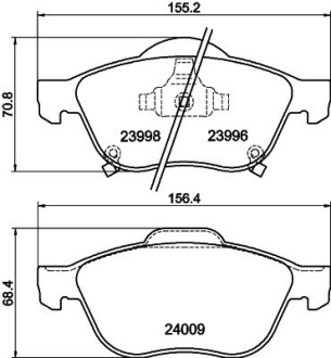 Колодки гальмівні дискові передні Toyota Avensis 1.6, 1.8, 2.0 (97-03) nisshinbo np1117