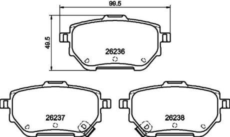 Колодки гальмівні дискові задні Toyota Corolla (19-), Yaris Cross (20-) nisshinbo np1141