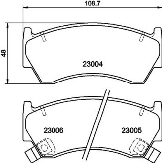 Колодки тормозные дисковые передние Nissan Almera 1.4, 1.6, 2.0 (95-00) nisshinbo np2043 (фото 1)