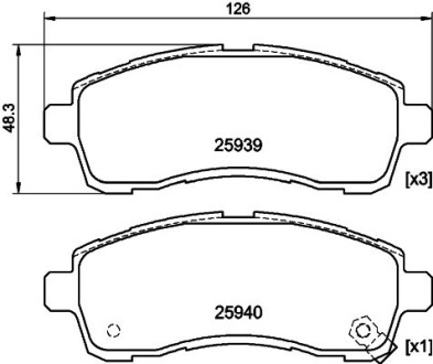 Колодки тормозные дисковые передние Suzuki Swift/Mazda 2/ Daihatsu Materia 1.2, 1.3, 1.5, 1.6 (06-) nisshinbo np5029