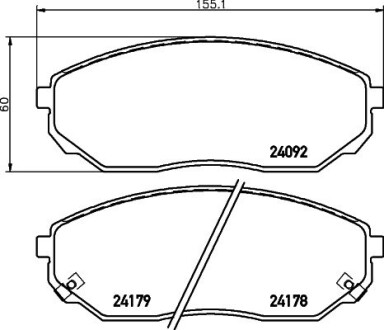 Колодки гальмівні дискові передние Kia Sorento 2.4, 2.5 (02-) nisshinbo np6053