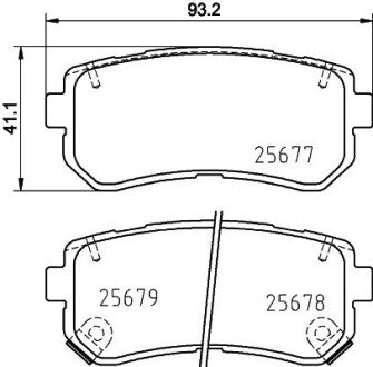 Колодки гальмівні дискові задні Hyundai ix35, Sonata/Kia Cerato 1.7, 2.0, 2.4 (09-) nisshinbo np6097 (фото 1)