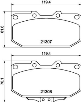 Колодки тормозные дисковые передние Subaru Impreza 2.0, 2.5 (00-07) nisshinbo np7012