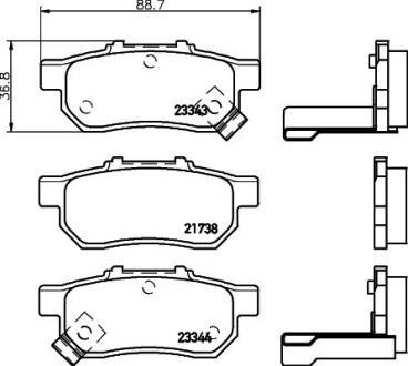 Колодки тормозные дисковые задние Honda Jazz 1.2, 1.3, 1.5, (02-09) nisshinbo np8027 (фото 1)