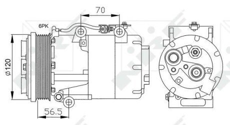 Компресор кондиціонера Ford C-Max/Kuga/Volvo C30/C70/S40/V50 2.0D 03-12 nrf 32250