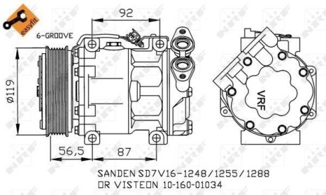 Компрессор кондиционера Ford Focus/C-Max 1.6TDCi 03-12/Mazda 3 1.6DI 04-09 nrf 32271