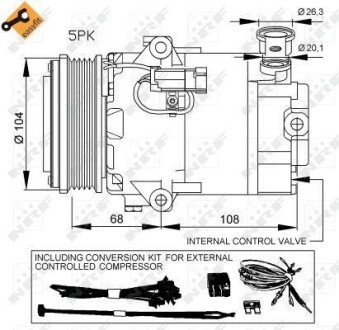 Компресор кондиціонера Opel Astra H/Zafira 1.4-2.0 04- nrf 32429