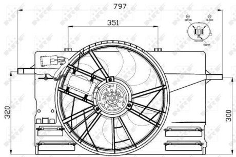 Вентилятор радіатора Volvo C30/C70/S40/V50 2.4/2.5 04-12 (з дифузором) nrf 47412