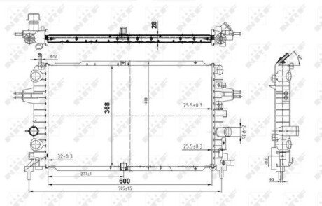 Радіатор охолодження Opel Astra/Zafira 1.6 07-15 nrf 50143