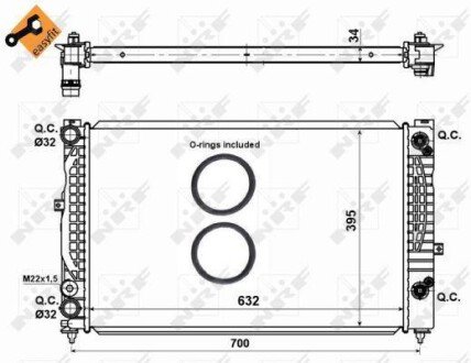 Радіатор охолодження Audi A4/A6/VW Passat 1.6-1.8T/1.9TDI 94-05 nrf 529504