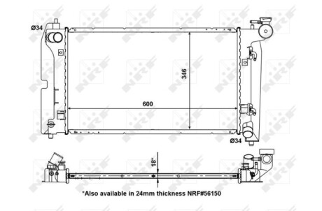 Радіатор охолодження Toyota Corolla 1.6VVT-i/1.8VVT-i 01-08 nrf 53325