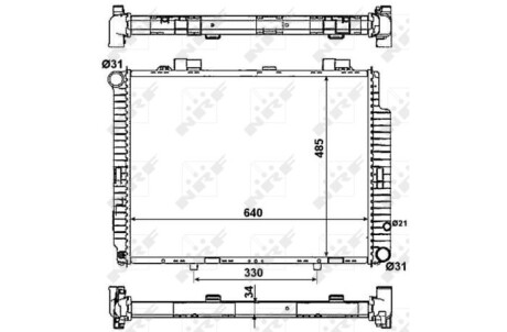 Радіатор охолодження MB E-class (W210) 2.0-2.2 CDI 98-03 (OM611/M111) nrf 53784