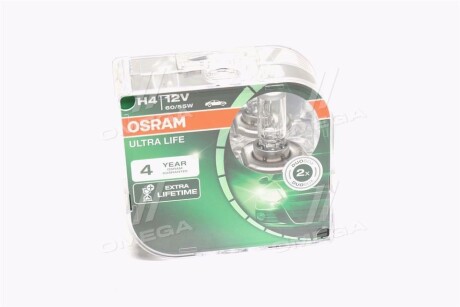 Лампа фарна H4 12V 60/55W P43t ULTRA LIFE (компл.) osram 64193ULT-HCB-DUO