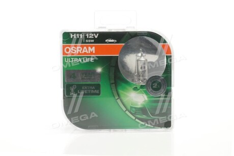 Лампа фарна H11 12V 55W PGJ19-2 ULTRA LIFE (компл.) osram 64211ULT-HCB-DUO