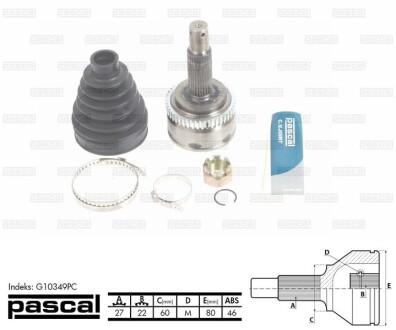 Шарнир приводного вала pascal g10349PC